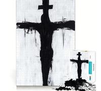 Jigsaws 1000 Pieces for Teenagers Black And White Crucifixion Sharp Cut Craft Logic Puzzle Play Idle Time Game Christmas Calm Gift (50x75cm)
