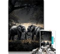 Jigsaws 1000 Pieces for Teenagers Black And White Elephant,Challenging Game And Family Play Educational Game for Birthday,Chrismas 38x26cm