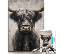 Jigsaws 1000 Pieces for Teenagers Black And White Yak Adult Jigsaw,Fun Games Every Piece Is Unique - Challenging Family Fun Game (size 38x26cm)