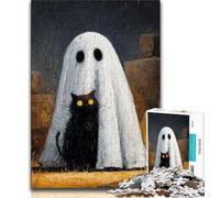Jigsaws 1000 Pieces for Teenagers Black Cat And Ghost 1000 Piece Jigsaw,Educational Stress Relief Toy Gifts for Friends And Family (size 75x50cm)