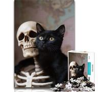Jigsaws 1000 Pieces for Teenagers Black Cat,Help The Brain Exercise Addictive Toys to Cultivate Patience Perfect Decoration 38x26cm