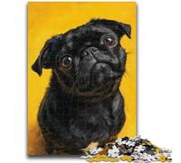 Jigsaws 1000 Pieces for Teenagers Black Pug 1000 Pieces for Adults,Learning Educational Toys Family Games Unique Birthday And Gifts (38x26cm)