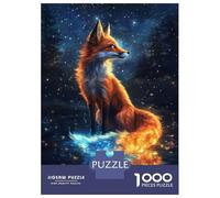 Jigsaws 1000 Pieces for Teenagers Blue Neon Fox And The Moon Adult Puzzles Relaxing Games Staycation Kill Time Challenging To Complete 38x26cm/1000pcs