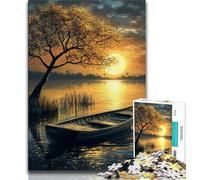 Jigsaws 1000 Pieces for Teenagers Boat at Sunset 1000 Pieces for Adults,Learning Educational Toys Family Games Unique Birthday And Gifts 26x38cm