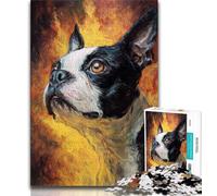 Jigsaws 1000 Pieces for Teenagers Boston Terrier Blazed 1000 Pieces for Teenagers,is Ideal As Gifts for The Whole Family Suitable for And 14 (size 38x26cm)