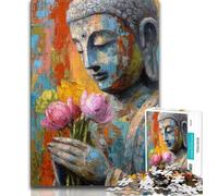 Jigsaws 1000 Pieces for Teenagers Buddha Holding Flowers, Brain Intelligence Challenge Addictive Toys,Unique Birthday And Gifts for Age 14 Years Up 38x26cm