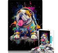Jigsaws 1000 Pieces for Teenagers Bulldog Astronaut,Brain Intelligence Challenge Addictive Toys Birthday Present,Gifts,Wall Art 38x26cm