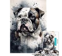 Jigsaws 1000 Pieces for Teenagers Bulldog Beauty Watercolor Challenging To Complete Learning Educational Family Game for And from 14 Years And over (50x75cm)