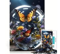 Jigsaws 1000 Pieces for Teenagers Butterfly Crystal Neat Joint Decor Mind Exercise Toy Rest Time Game Christmas Fun Gift (38x52cm)