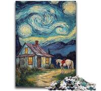 Jigsaws 1000 Pieces for Teenagers Cabin Under The Night Sky Teenager Puzzles,Brain Intelligence Challenge Addictive Toys for Home Decoration (75x50cm)