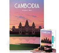Jigsaws 1000 Pieces for Teenagers Cambodia Neat Joint Decor Mind Exercise Toy Rest Time Game Christmas Fun Gift (50x75cm)