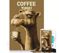 Jigsaws 1000 Pieces for Teenagers Camel Sly Coffee Time Neat Joint Decor Mind Exercise Toy Rest Time Game Christmas Fun Gift (38x52cm)