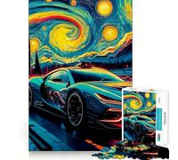 Jigsaws 1000 Pieces for Teenagers Car on A Starry Night Neat Joint Decor Mind Exercise Toy Rest Time Game Christmas Fun Gift (38x26cm)