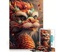 Jigsaws 1000 Pieces for Teenagers Cartoonized Chinese Dragon Neat Joint Decor Mind Exercise Toy Rest Time Game Christmas Fun Gift (38x52cm)