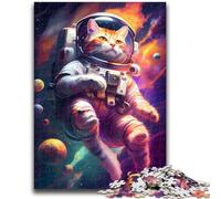 Jigsaws 1000 Pieces for Teenagers Cat Astronaut In Space Help The Brain Exercise Addictive Toys to Cultivate Patience Wall Decoration 50x75cm