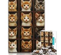 Jigsaws 1000 Pieces for Teenagers Cat Collage Jigsaw,Educational Games Home Decoration Birthday Present, Gifts, Wall Art 26x38cm