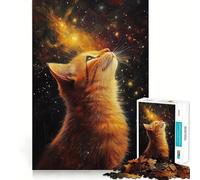 Jigsaws 1000 Pieces for Teenagers Cat in Cosmos - Neat Joint Decor Mind Exercise Toy Rest Time Game Christmas Fun Gift (38x52cm)