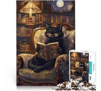 Jigsaws 1000 Pieces for teenagers Cat reading a Book Dekomprimierendes intellektuelles Lernspielzeug Perfekte Dekoration38x26cm