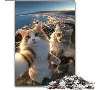 Jigsaws 1000 Pieces for Teenagers Cat Taking Selfie Educational Family Game Wall Decoration Unique Birthday And Xmas Gifts (size 26x38cm)