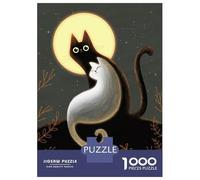 Jigsaws 1000 Pieces for Teenagers Cats in The Moonlight Jigsaws for Adults Brain Teaser Game A Work of Art Great Gift for Gaming 52x38cm/1000pcs