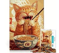 Jigsaws 1000 Pieces for Teenagers Cat's Noodle Feast - Premium Cut Fun Focus Fun Game Easy Time Play Xmas Art Display (50x75cm)