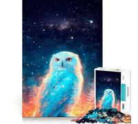 Jigsaws 1000 Pieces for Teenagers Celestial Owl in Starry Night Premium Cut Fun Focus Fun Game Easy Time Play Xmas Art Display (38x26cm)