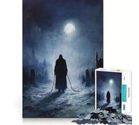Jigsaws 1000 Pieces for Teenagers Chained Figure in Graveyard Premium Cut Fun Focus Fun Game Easy Time Play Xmas Art Display (50x75cm)