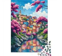 Jigsaws 1000 Pieces for Teenagers Charming Italian Village Scene Jigsaw Puzzle Toy Wall Decor Difficult Challenge Birthday Present, Gifts, 52x38cm/1000pcs