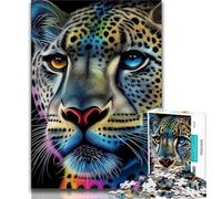 Jigsaws 1000 Pieces for Teenagers Cheetah Pop Art Animal 1000 Piece Puzzle,Stress Reliever Staycation Kill Time Wishlist with Santa Claus 75x50cm