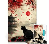 Jigsaws 1000 Pieces for Teenagers Cherry Blossom Moonlit Night Premium Cut Fun Focus Fun Game Easy Time Play Xmas Art Display (50x75cm)
