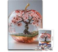 Jigsaws 1000 Pieces for Teenagers Cherry Blossom Tree in Glass Apple Calm Enjoyable Spare Time Fun Tight Seamless Precision Toy Size 38x26cm