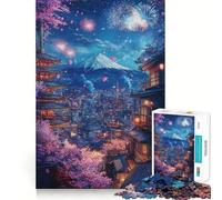 Jigsaws 1000 Pieces for Teenagers Cherry Blossoms And Fireworks - Premium Cut Fun Focus Fun Game Easy Time Play Xmas Art Display (50x75cm)