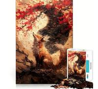 Jigsaws 1000 Pieces for Teenagers Cherry Fox Yin And Yang Premium Cut Fun Focus Fun Game Easy Time Play Xmas Art Display (38x52cm)