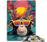 Jigsaws 1000 Pieces for Teenagers Chimpanzees at The Beach Help The Brain Exercise Addictive Toys to Cultivate Patience Wall Decoration 50x75cm
