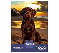 Jigsaws 1000 Pieces for Teenagers Chocolate Labrador at Sunset Adult Puzzles Relaxing Games Precision Cutting Gifts for Friends And Family 52x38cm/1000pcs