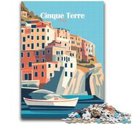 Jigsaws 1000 Pieces for Teenagers Cinque Terre Italy Poster for And 14 Years And over Educational Challenge Fun Activities at Home, Birthday Gifts, Travel Gifts (size 38x52cm)