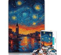 Jigsaws 1000 Pieces for Teenagers City Under The Night Sky,Challenging Game And Family Play Educational Game for Birthday,Chrismas 38x26cm
