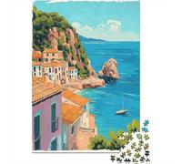 Jigsaws 1000 Pieces for Teenagers Coastal Mediterranean Village Scene -1 Jigsaw Toy Wall Decor Staycation Kill Time Gifts for Friends And Family 52x38cm/1000pcs