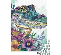 Jigsaws 1000 Pieces for Teenagers Colorful Crocodile Art Print Jigsaw Puzzle Toy Wall Decor Difficult Challenge Birthday Present, Gifts, 52x38cm/1000pcs