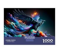 Jigsaws 1000 Pieces for Teenagers Colorful Raven Art Print Jigsaw Puzzle Toy Wall Decor Difficult Challenge Birthday Present, Gifts, 38x26cm/1000pcs