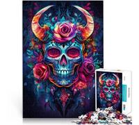 Jigsaws 1000 Pieces for teenagers Colorful skull art Herausforderndes Spielspielzeug Lernspiel für Geburtstag, Weihnachten50x70cm