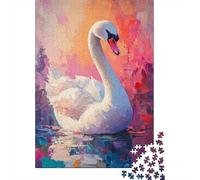 Jigsaws 1000 Pieces for Teenagers Colorful Swan Painting-1 Jigsaw Puzzle Toy Wall Decor Difficult Challenge Birthday Present, Gifts, 38x26cm/1000pcs