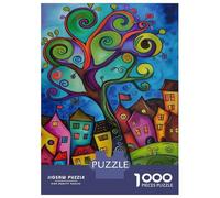 Jigsaws 1000 Pieces for Teenagers Colorful Tree Art Print-2 Puzzles for Adults Toy Wall Decor Pattern Assembly Great Gift for Gaming 38x26cm/1000pcs