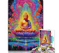 Jigsaws 1000 Pieces for Teenagers Colourful Graffiti Buddha 1000 Pieces for Teenagers,Interesting Stress Reduction Parent-child Interaction 26x38cm
