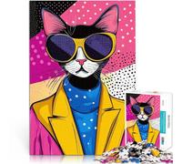 Jigsaws 1000 Pieces for teenagers Cool Cat in Sunglasses Pop Art Educational Toys 50x75cm Artwork Gift for Age 14+