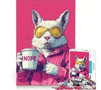 Jigsaws 1000 Pieces for Teenagers Cool Cat with Coffee Cup, Educational Games, Parent-child Interaction, for Is Ideal As A Gift 38x52cm