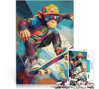 Jigsaws 1000 Pieces for teenagers Cool Monkey Skateboarding Game Toys is ideal as a gift for the whole family 50x70cm