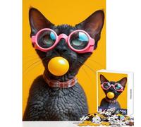 Jigsaws 1000 Pieces for Teenagers Cornish Rex Cat Bubblegum Jigsaw for Teenagers Enhance Memory Wishlist with Santa Claus Great Gifts for Gaming (50x75cm)