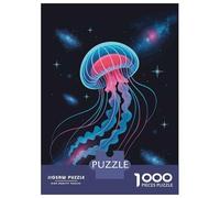 Jigsaws 1000 Pieces for Teenagers Cosmic Jellyfish Illustration Jigsaws for Adults Brain Teaser Game A Work of Art Great Gift for Gaming 38x26cm/1000pcs