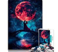 Jigsaws 1000 Pieces for Teenagers Couple Under The Moon 1000 Piece Puzzle,Stress Reliever Staycation Kill Time Wishlist with Santa Claus 75x50cm